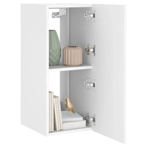 Weißer TV-Wandschrank mit LED