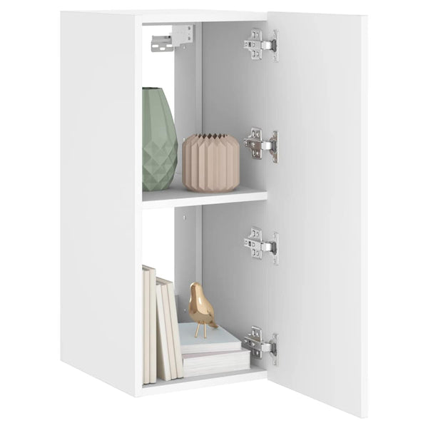 Weißer TV-Wandschrank mit LED