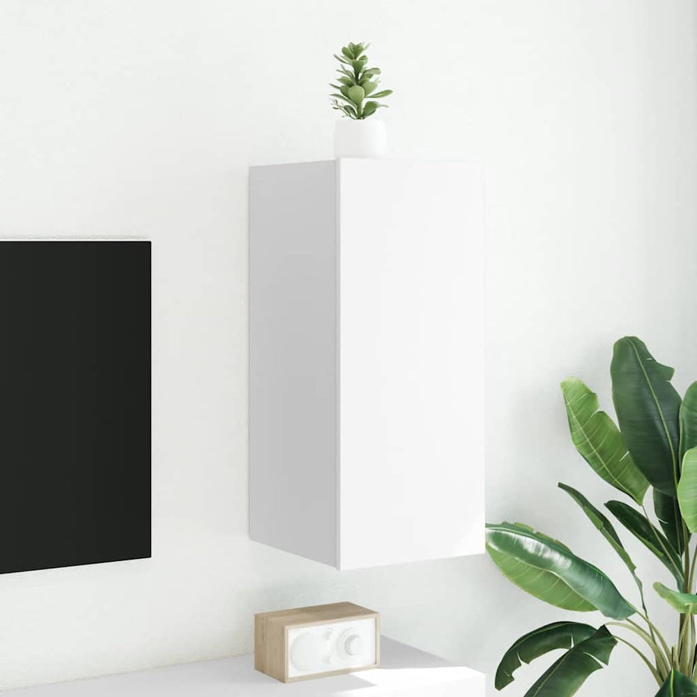 vidaXL Wall-Mounted TV Cabinet with LED Lights White 30.5x35x70 cm