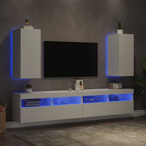 TV-Wandschränke mit LED, 2er-Set, Weiß