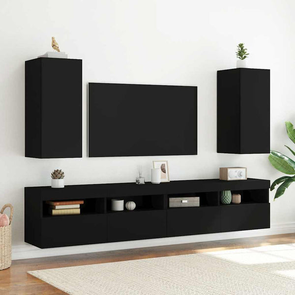 TV-Wandschrank Schwarz mit LED