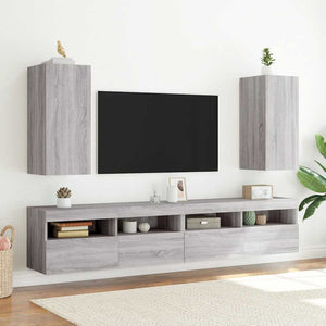 TV-Wandschrank Grau Sonoma mit LED