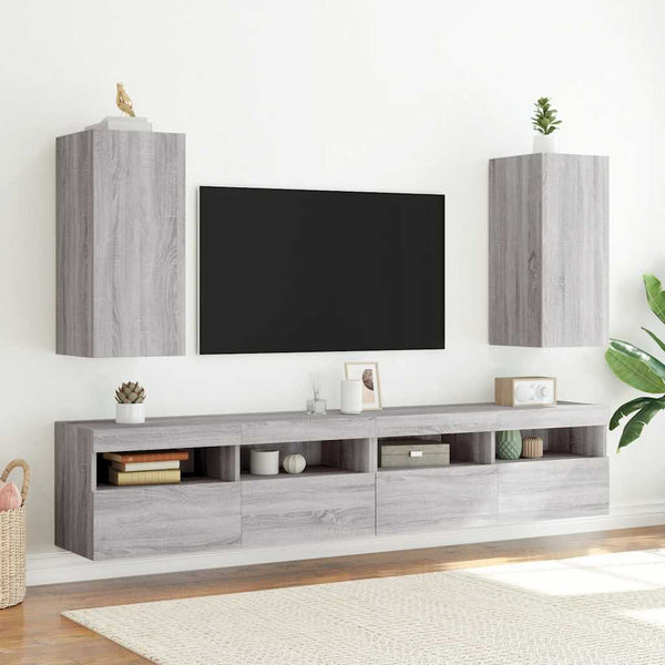 TV-Wandschrank Grau Sonoma mit LED