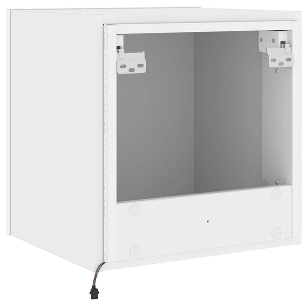 Weißer TV-Wandschrank mit LED
