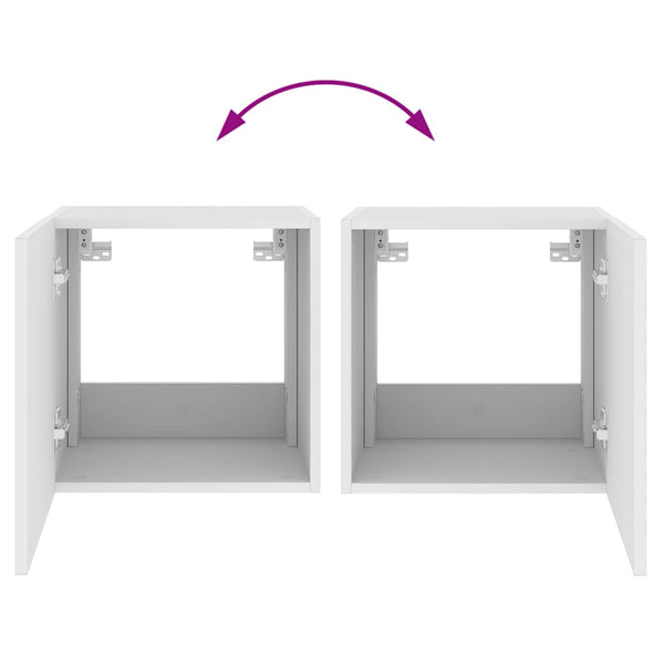 Weißer TV-Wandschrank mit LED