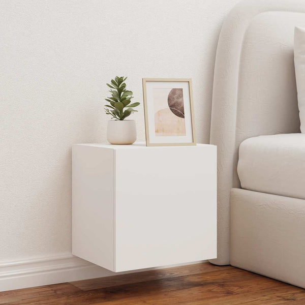 Weißer TV-Wandschrank mit LED