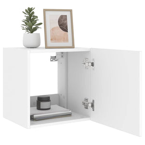 Weißer TV-Wandschrank mit LED