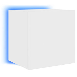 Weißer TV-Wandschrank mit LED