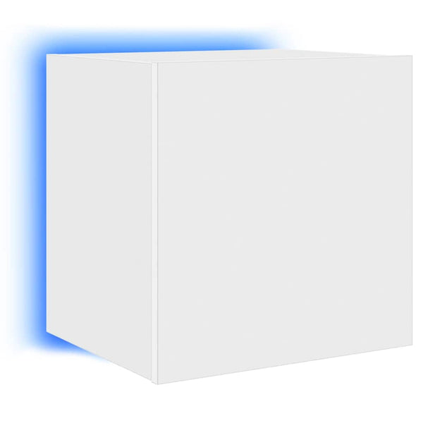 Weißer TV-Wandschrank mit LED
