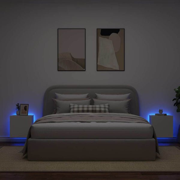 TV-Wandschränke mit LED, 2er Set, Weiß