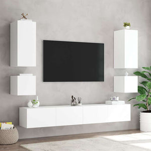 TV-Wandschränke mit LED, 2er Set, Weiß