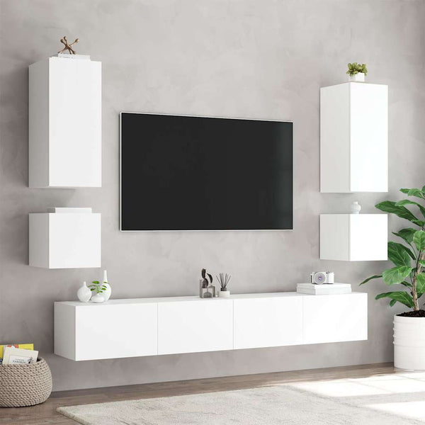 TV-Wandschränke mit LED, 2er Set, Weiß