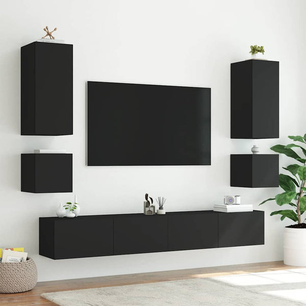 TV-Wandschrank Schwarz mit LED