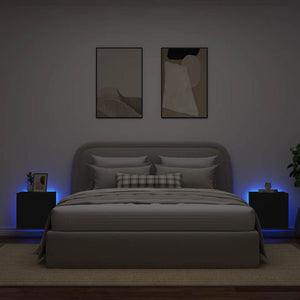TV-Wandschränke mit LED Schwarz 2er-Set