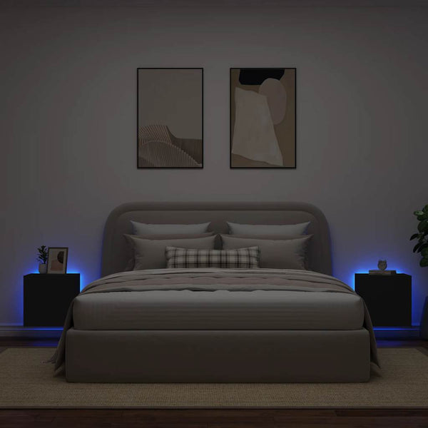TV-Wandschränke mit LED Schwarz 2er-Set