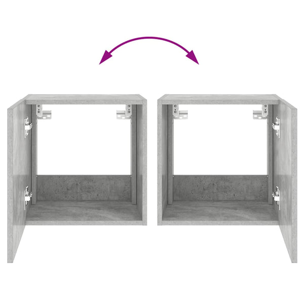 TV-Wandschränke mit LED, 2er Set, Betongrau