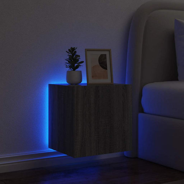 TV-Wandschrank mit LED Grau Sonoma