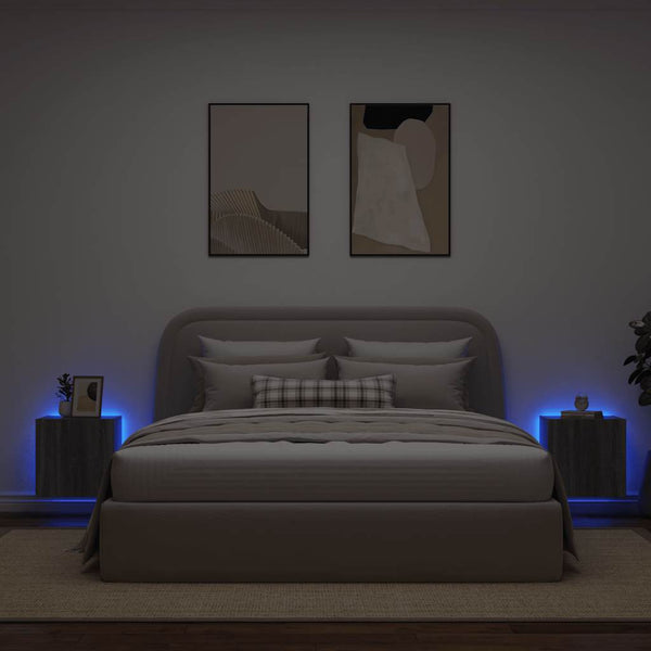 TV-Wandschränke mit LED, 2er Set, Grau