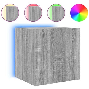 TV-Wandschränke mit LED, 2er Set, Grau