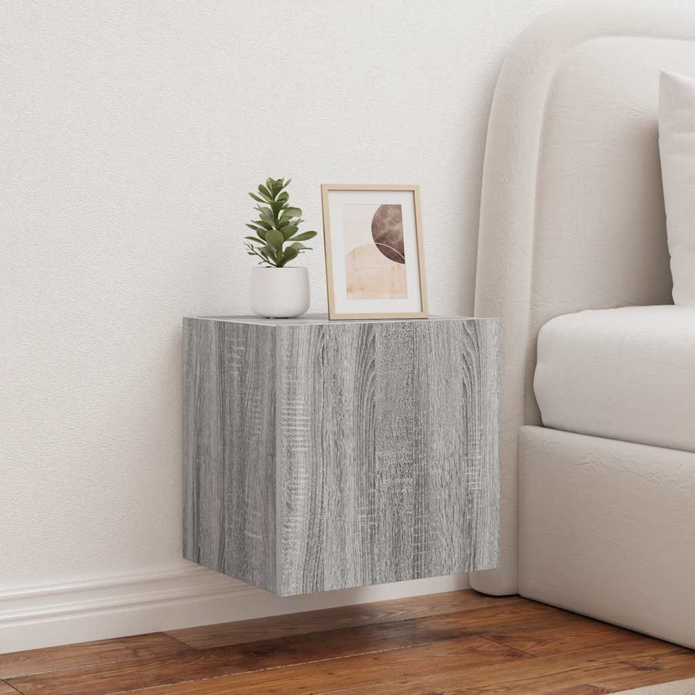 TV-Wandschränke mit LED, 2er Set, Grau