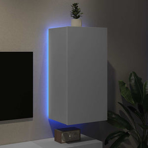 Weißer TV-Wandschrank mit LED-Beleuchtung