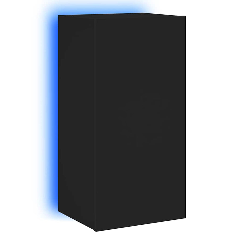 vidaXL TV Wall Cabinet with LED Lights Black 40.5x35x80 cm