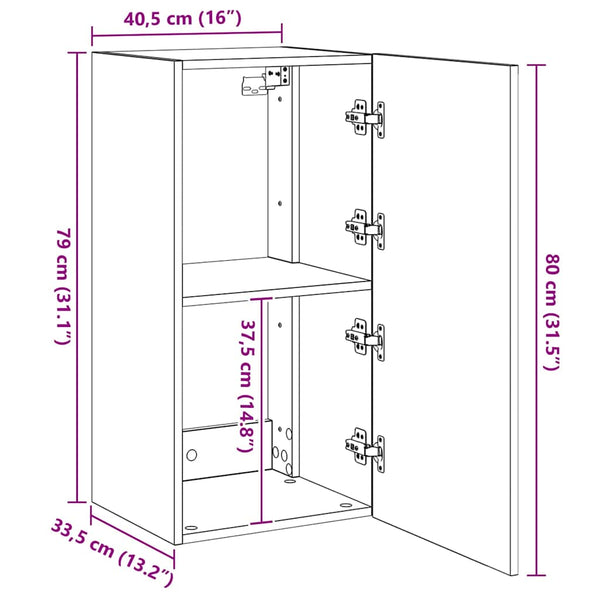 TV-Wandschrank mit LED Betongrau 40,5x35x80 cm
