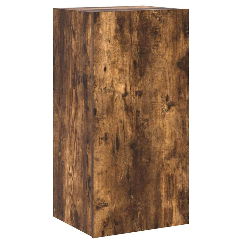 vidaXL TV Wall Cabinet with LED Lights Smoked Oak 40.5x35x80 cm