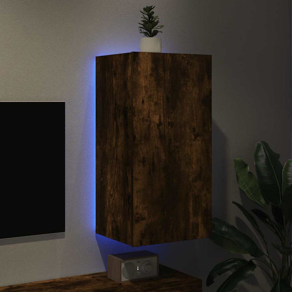 TV-Wandschrank mit LED Räuchereiche 40,5x35x80 cm