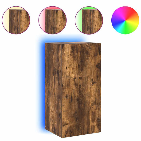 TV-Wandschrank mit LED Räuchereiche 40,5x35x80 cm