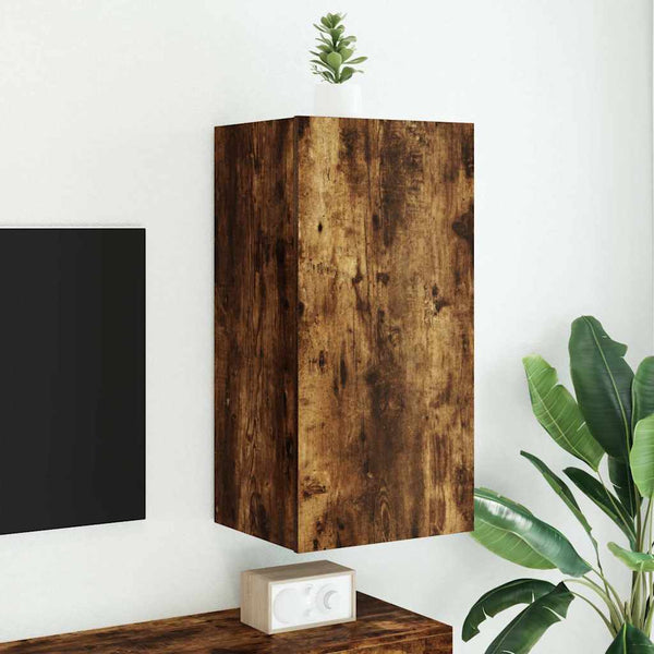TV-Wandschrank mit LED Räuchereiche 40,5x35x80 cm
