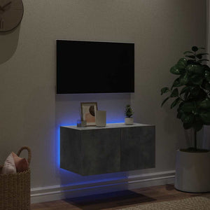 TV-Wandschrank mit LED Betongrau 60 cm