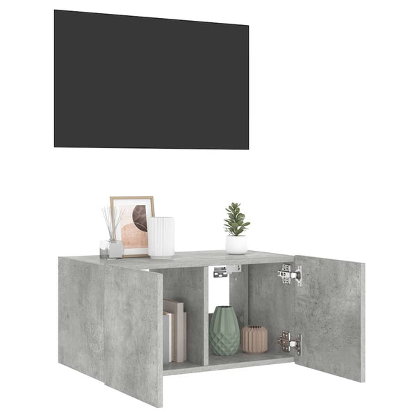 TV-Wandschrank mit LED Betongrau 60 cm