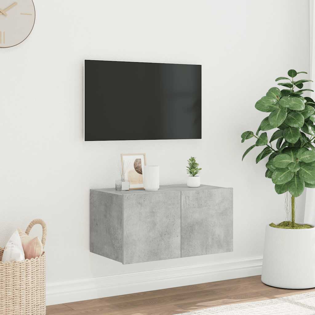 TV-Wandschrank mit LED Betongrau 60 cm
