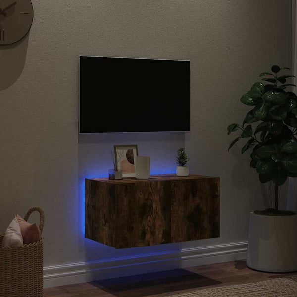 TV-Wandschrank mit LED Räuchereiche 60 cm