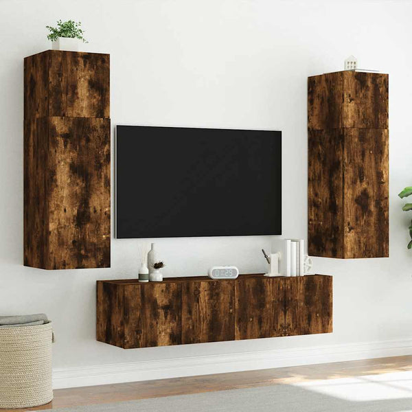 TV-Wandschrank mit LED Räuchereiche 60 cm