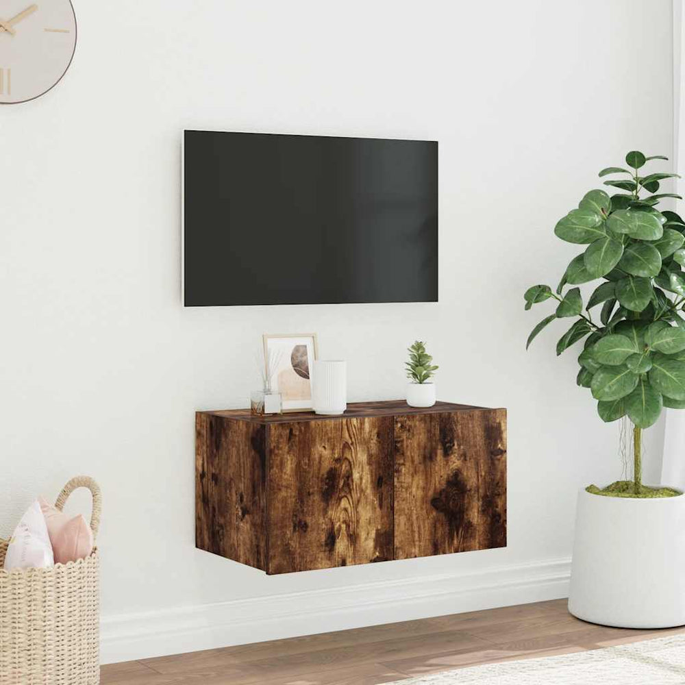 TV-Wandschrank mit LED Räuchereiche 60 cm