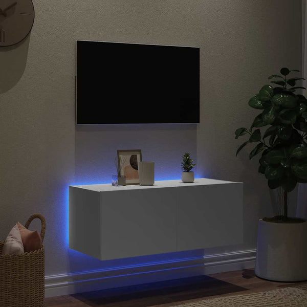 TV-Wandschrank mit LED Weiß 80cm