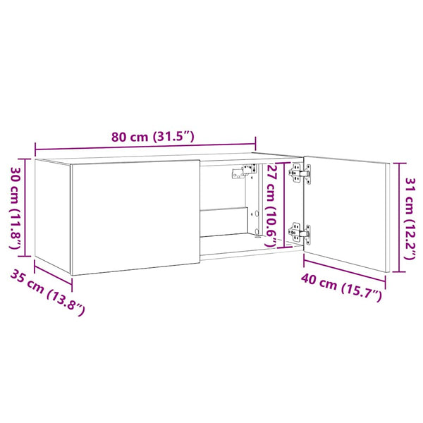 TV-Wandschrank mit LED Weiß 80cm
