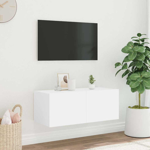 TV-Wandschrank mit LED Weiß 80cm