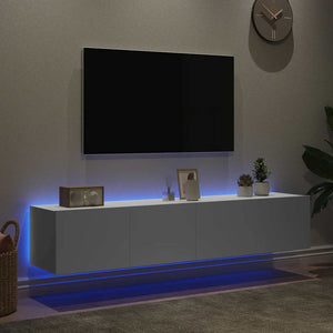 TV-Wandschränke mit LED, 2er Set, Weiß