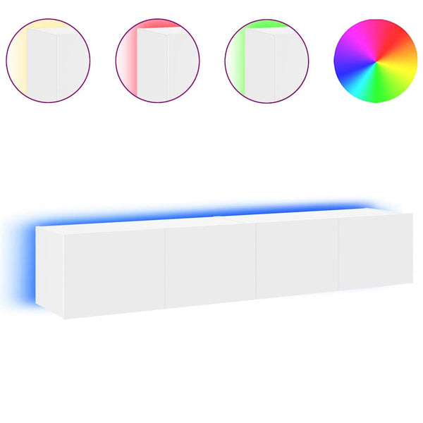 TV-Wandschränke mit LED, 2er Set, Weiß
