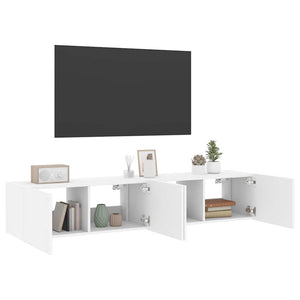 TV-Wandschränke mit LED, 2er Set, Weiß