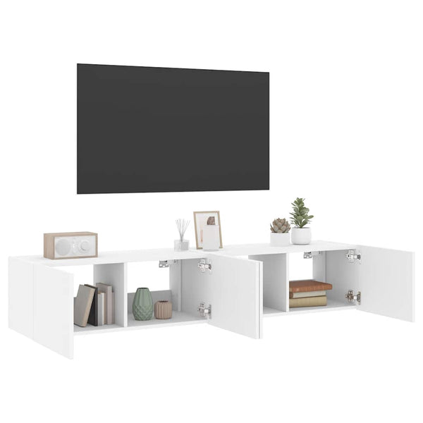 TV-Wandschränke mit LED, 2er Set, Weiß