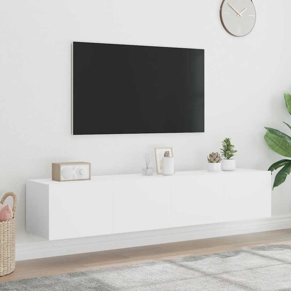 TV-Wandschränke mit LED, 2er Set, Weiß