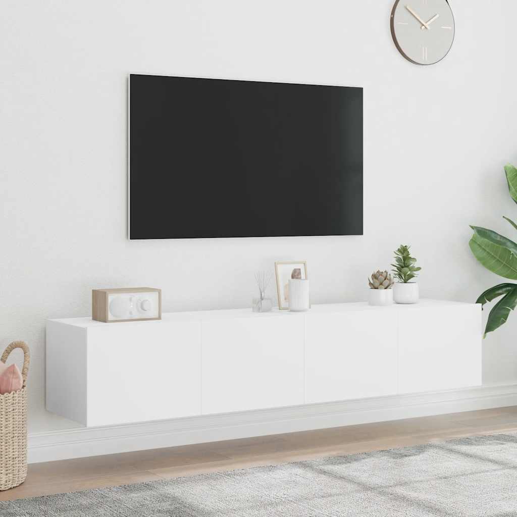 TV-Wandschränke mit LED, 2er Set, Weiß