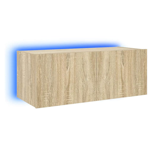 TV-Wandschrank mit LED Sonoma-Eiche 80cm