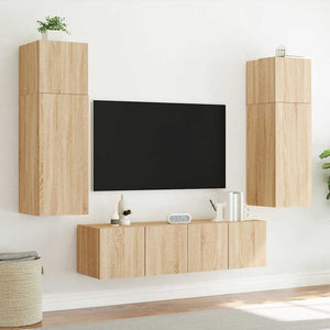 TV-Wandschrank mit LED Sonoma-Eiche 80cm