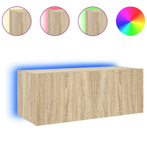 TV-Wandschrank mit LED Sonoma-Eiche 80cm