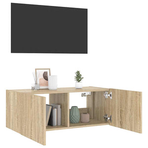 TV-Wandschrank mit LED Sonoma-Eiche 80cm